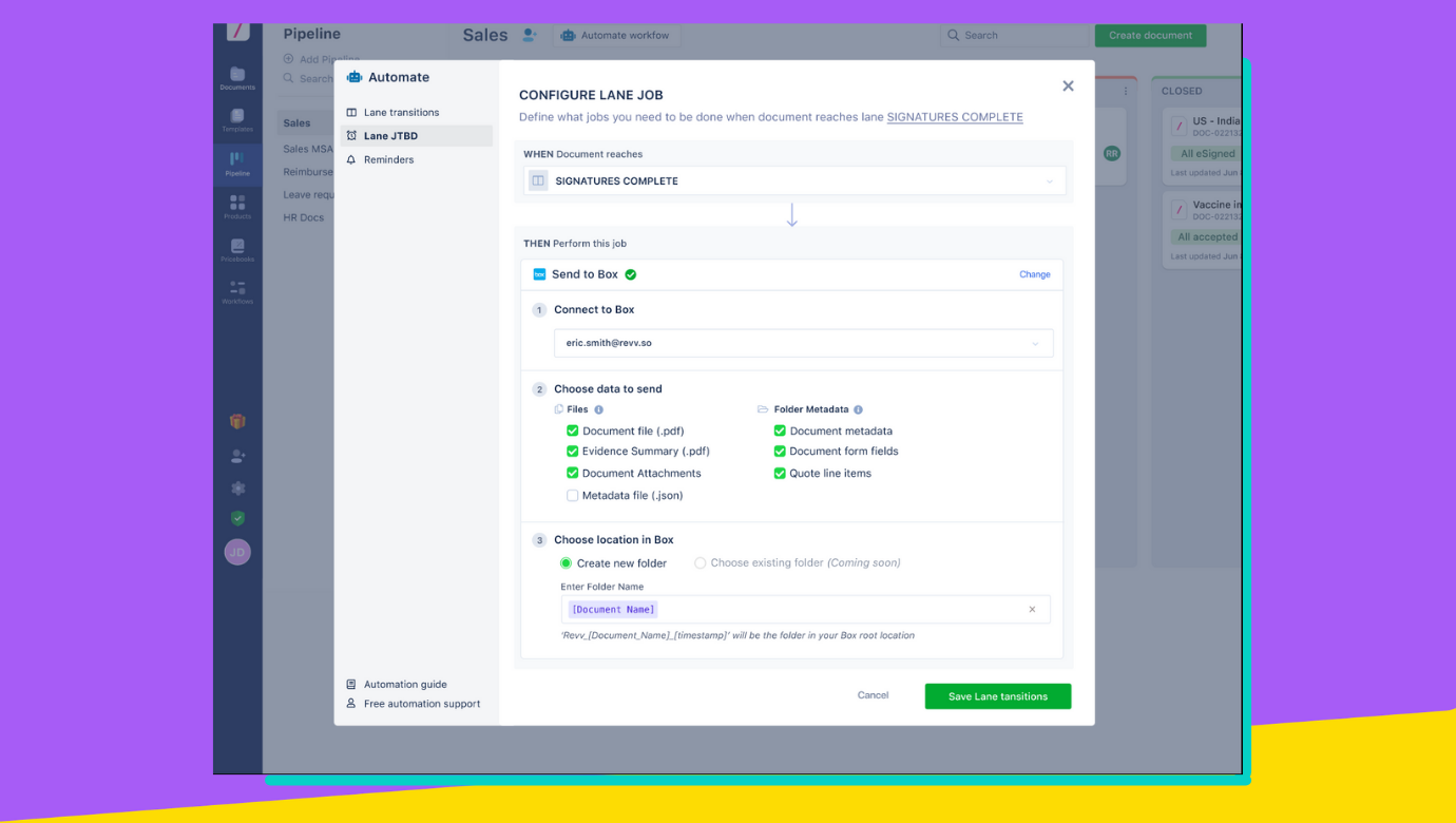 Automate your worklfows in Box with the document data shared by Revv