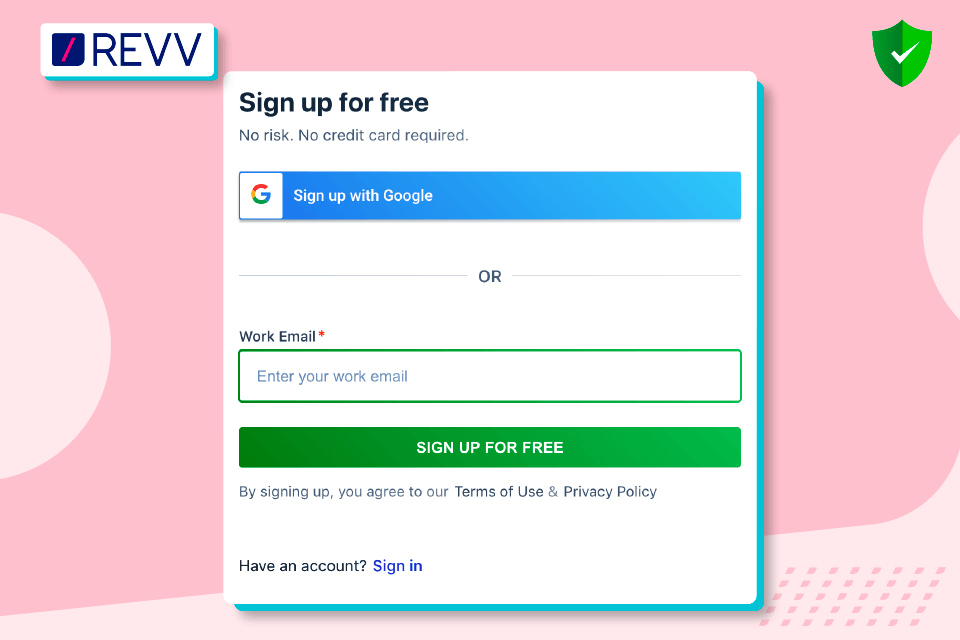 Sign-up in Revv - one of the best document management systems