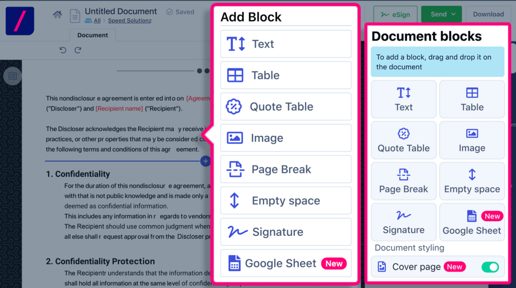 Create and automate non-disclosure agreement (NDA) in Revv.