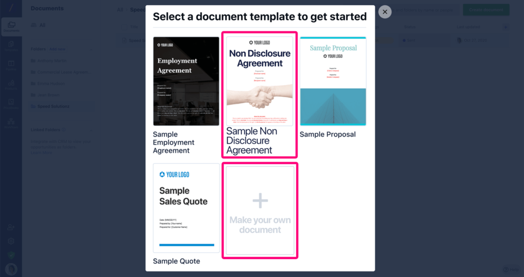 Create NDA agreement from Revv’s templates library.