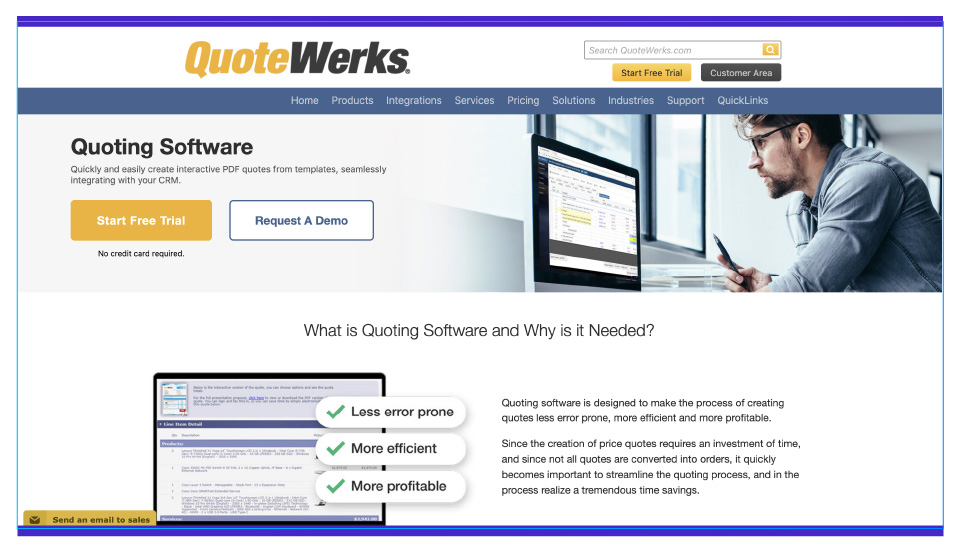 With QuoteWerks you can create documents, edit documents and event maintain contract database and pipeline management