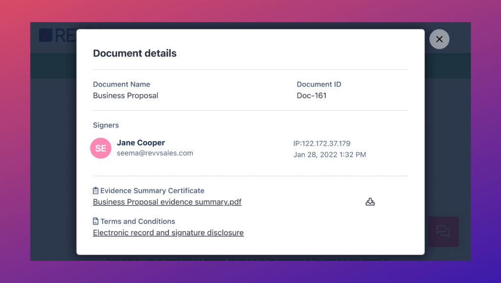 The parties involved in the signing process can see the other parties and also download the audit trail