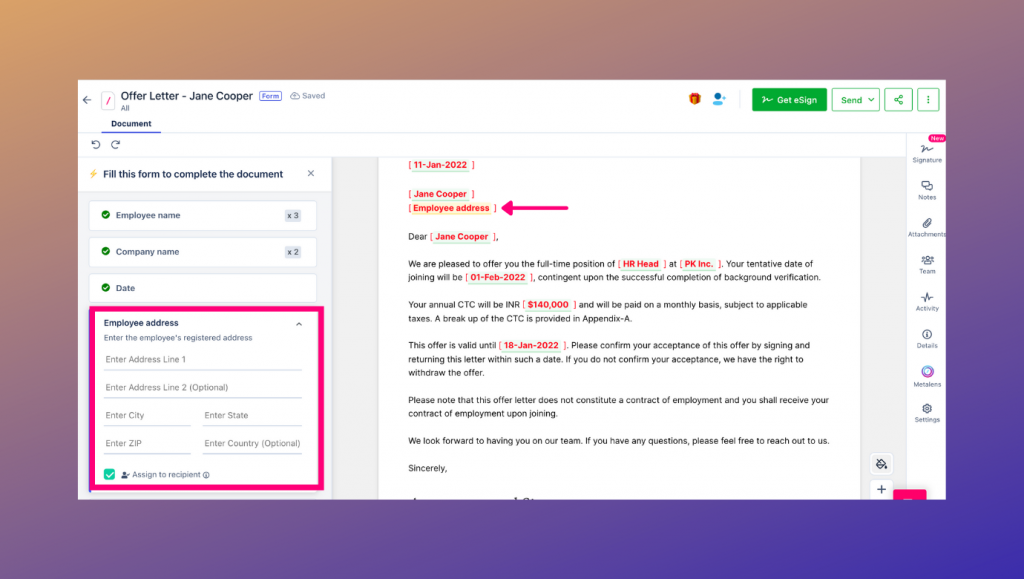 Just like paper forms, form fields enable users to enter their information in a document
