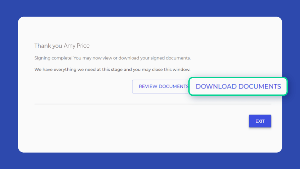 Revv offers signers to download and store the signed electronic document.