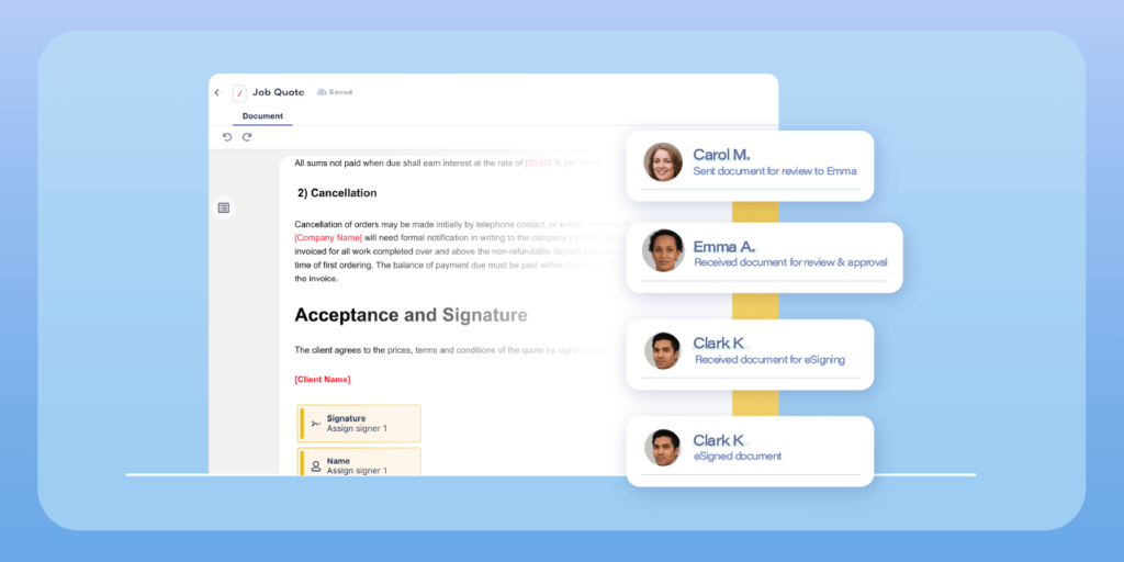 Activity tracking is among the crucial software features of Revv's quoting software