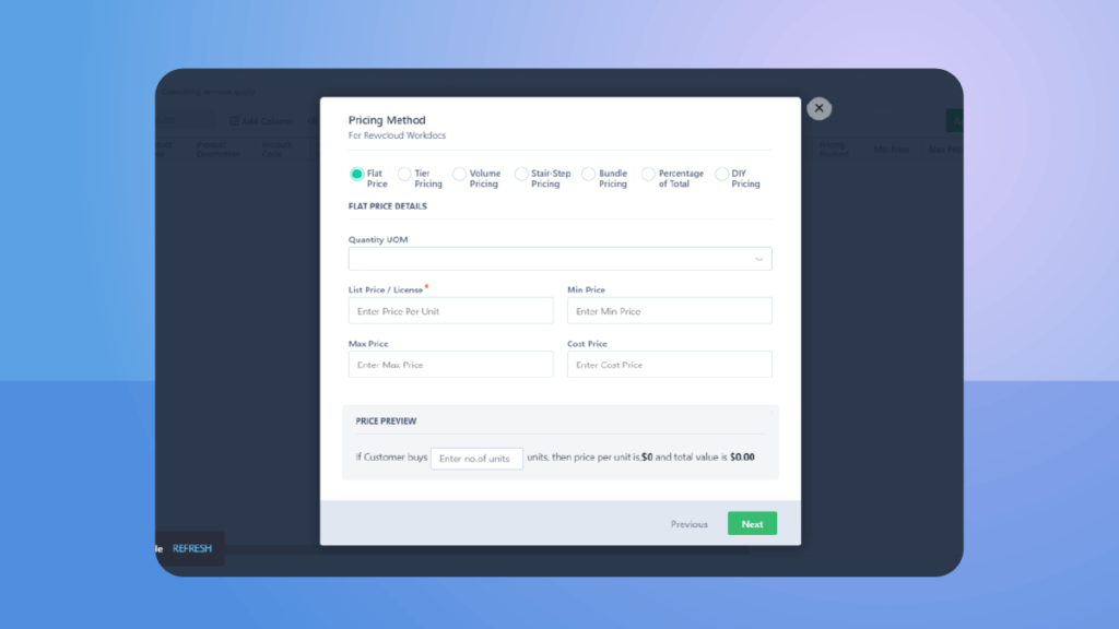 Revv provides seven pricing methods to handle all kinds of pricing - volume, bundle, and tier to subscription pricing.
