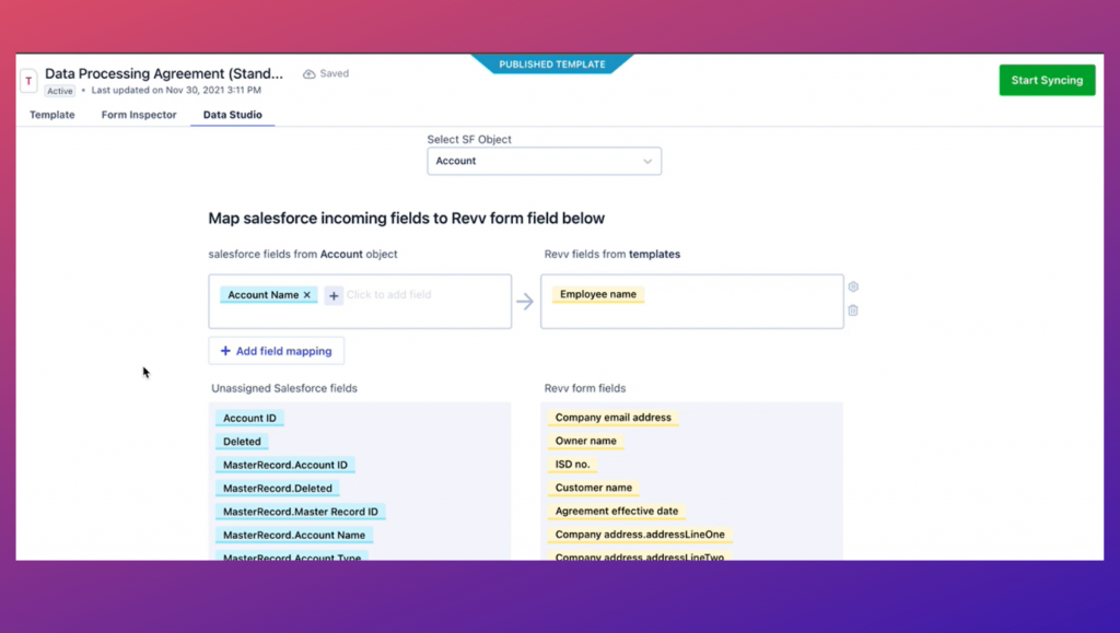 With Revv's Data studio feature, seamlessly map your company's tool data to the Revv platform