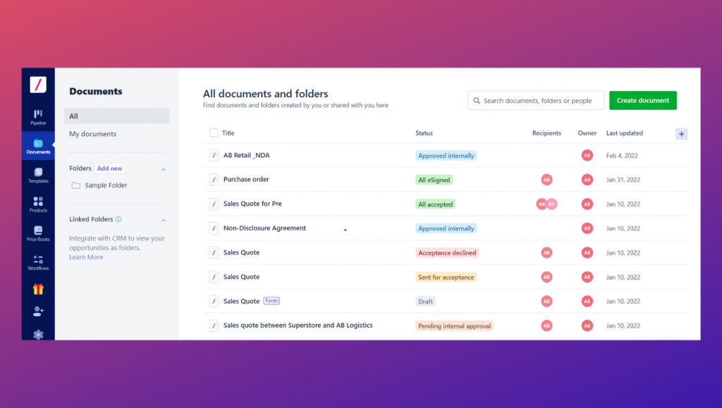 Electronic signature tool like Revv stores all documents in one place