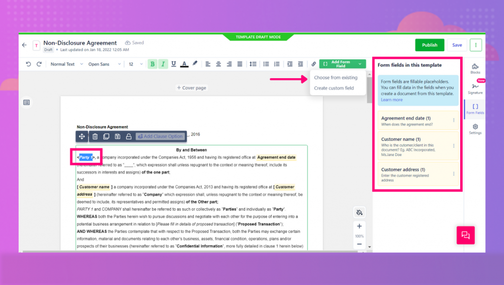 Insert form fields wherever need