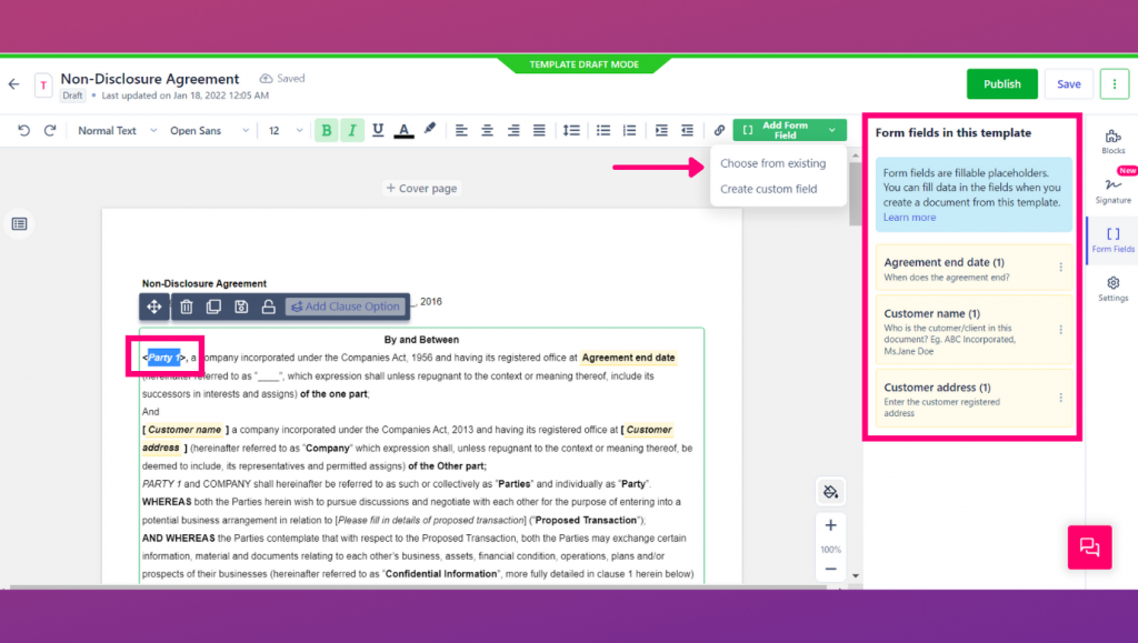 A responsible contract manager can use Revv's form fields to manage agreements & other related services in a project