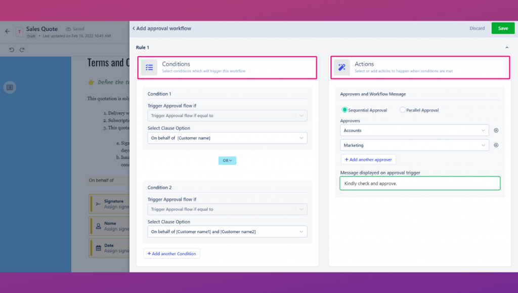 The contract manager can use Revv's approval workflows for managing projects and teams effectively