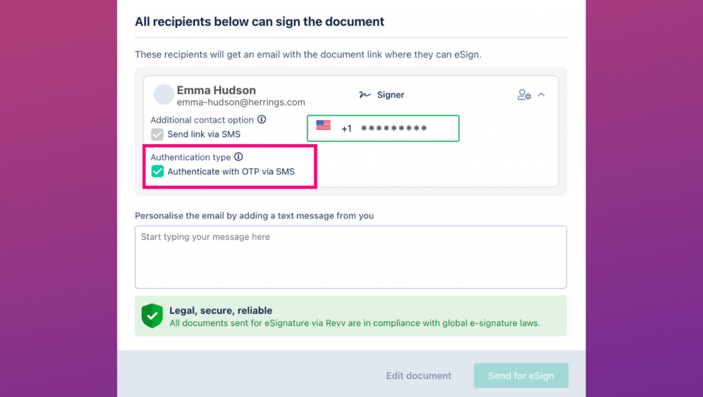The contract manager can display his work experience in the industry to the stakeholders with SMS authentication in Revv