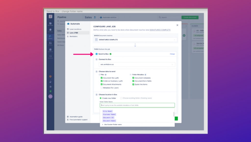 New employee's documents can be stored in storage systems like Box, Drive, etc. Other job-related documents can also be shared with external apps from Pipeline