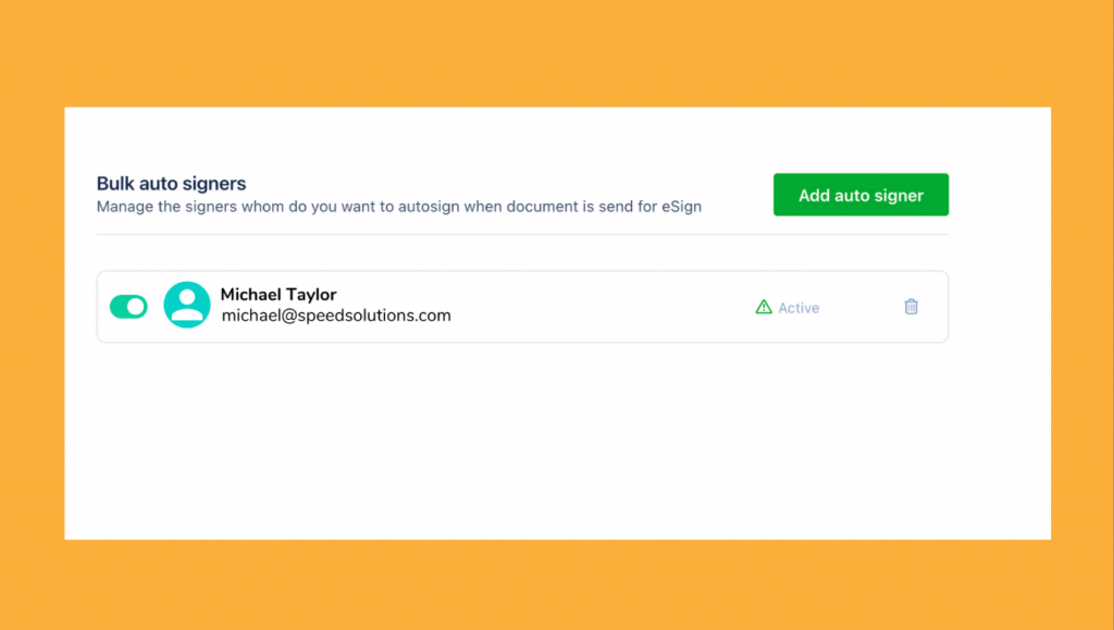 Revv's 'auto-sign' feature helps to automate the signing process when a person has to sign hundreds of documents