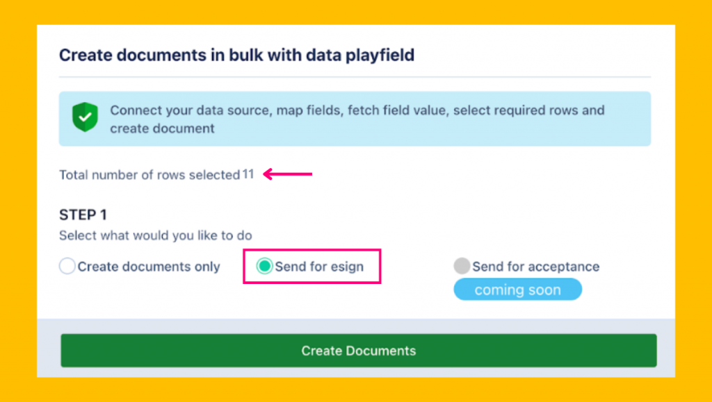 You can send documents to your partners for eSign in bulk using the Data Studio functionality