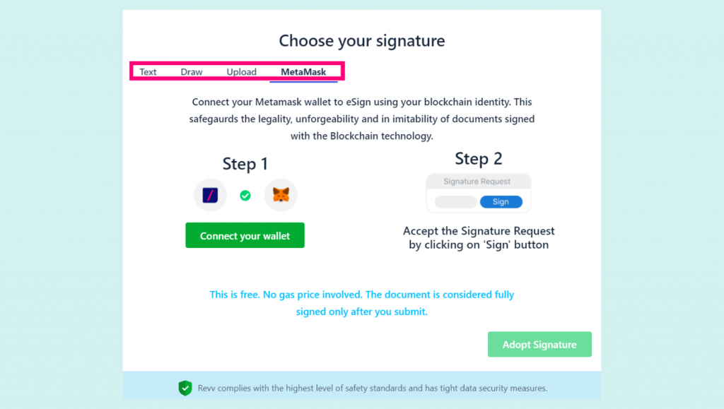 Recipients can sign off documents faster as Revv provides multiple eSign options to choose from