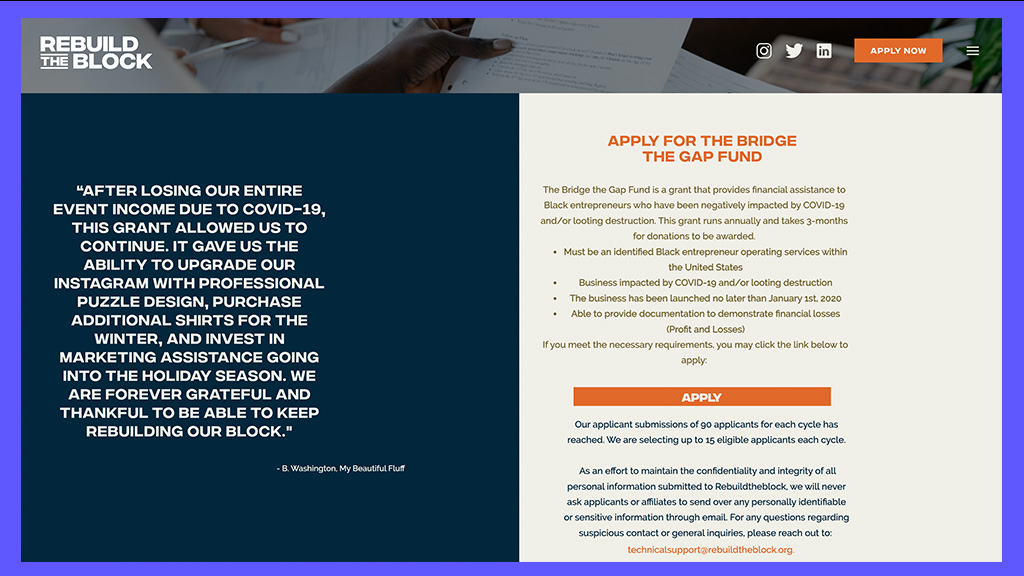 'Bridge the Gap’ fund is designed to create funding opportunities for Black business owners who have been adversely affected by COVID-19 and/or looted destruction